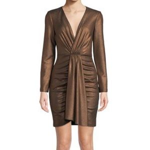 Like New AIDAN BY AIDAN MATTOX V-Neck Long-Sleeve Foiled Knit Mini Dress size 2
